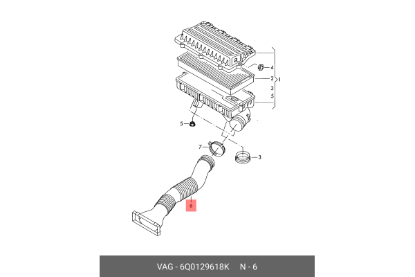 Manguera de conducción del aire de admisión 6Q0129618K