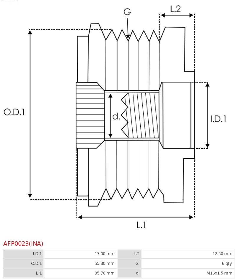 Rueda libre alternador AS-PL AFP0023(INA)