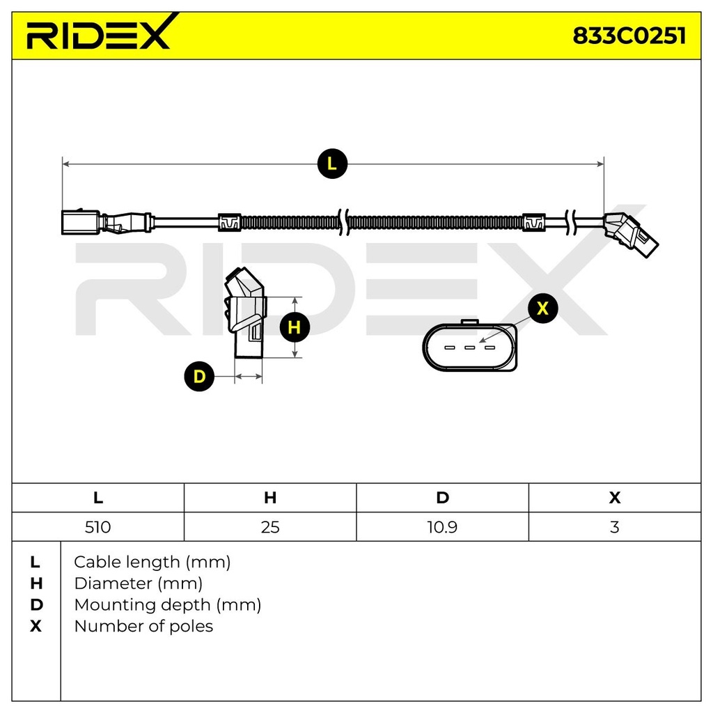 Sensor de cigüeñal RIDEX 833C0251