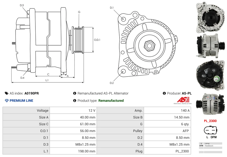 Alternador AS-PL A0190PR