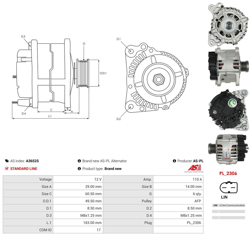 Alternador AS-PL A3652S