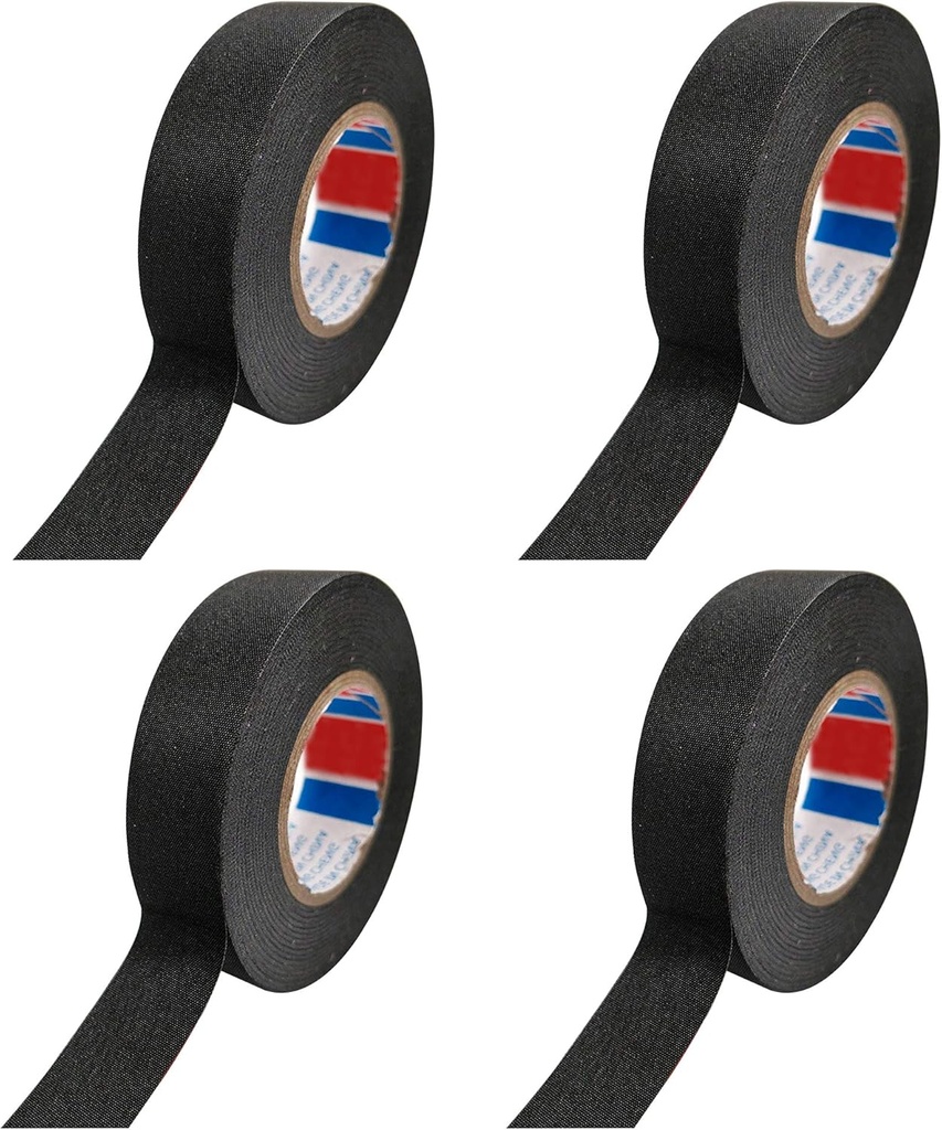 Cinta aislante de Arnés de Cableado Cinta Aislante de Tela Adhesivo Cinta Tela para Arnés de Cables Alta Temperatura para Coche Motocicleta (negro)