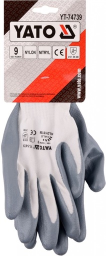 [YT-7479] GUANTES PROTECTORES DE NYLON RECUBIERTOS CON NITRILO RESISTENTE AL ACEITE TALLA 10 YT-7479