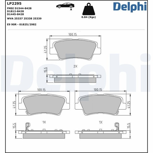 Pastillas de freno traseras DELPHI LP2295
